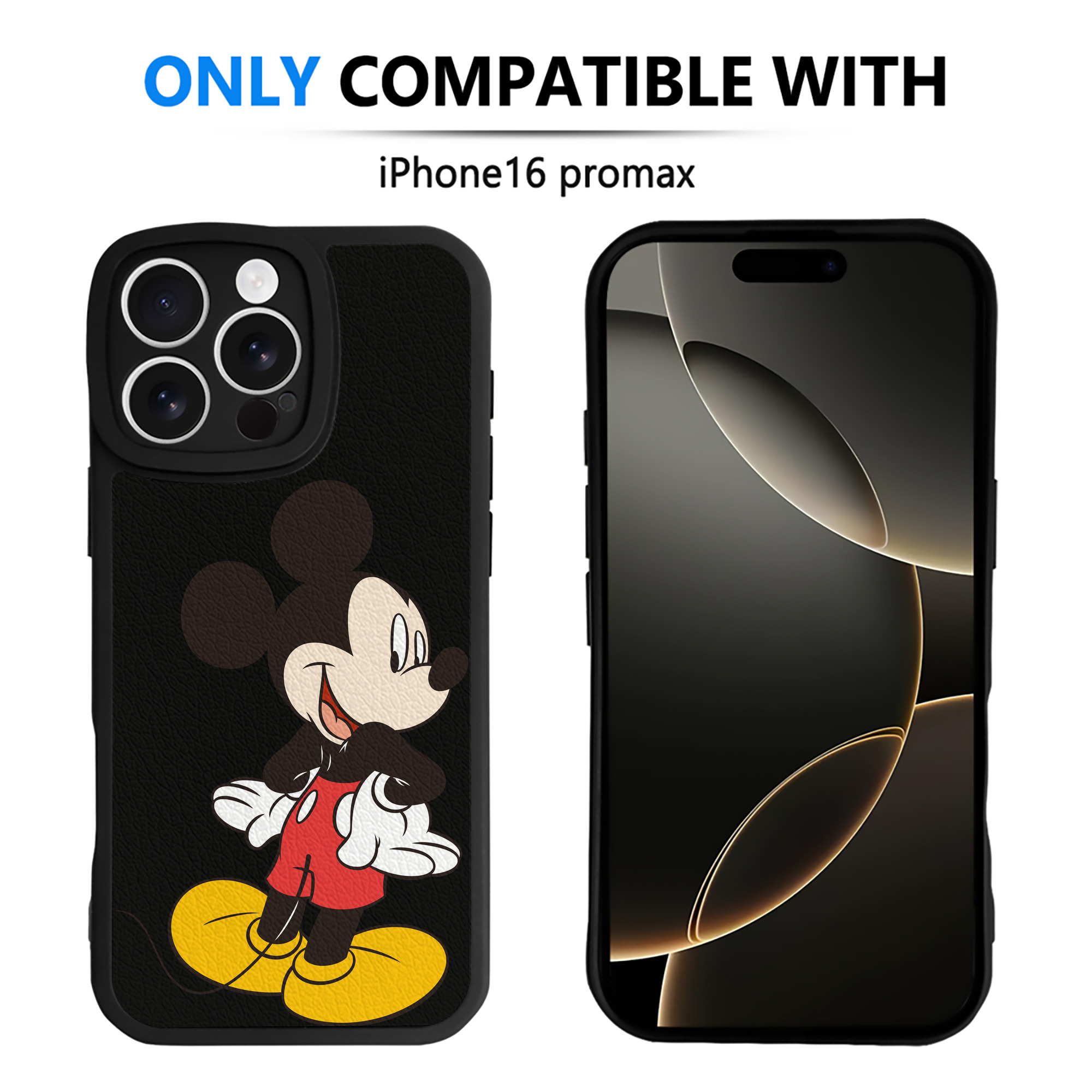 （画像用） ミッキーマウス Mickey Mouse 【iPhone 16シリーズ対応】シリコンスマホケース（レザー調） 材質：シリコン